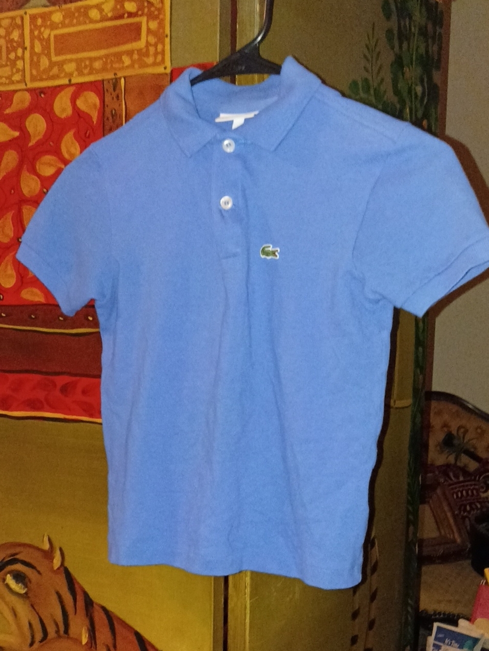 Lacoste Periwinkle Blue Short-Sleeve Kids Polo with Crocodile Logo